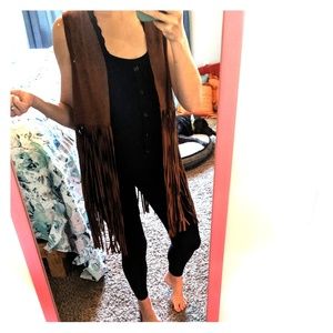 NWOT faux suede leather fringe vest boho cowgirl